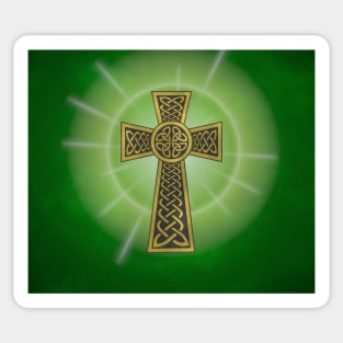 Celtic Cross on a Field of Green Sticker